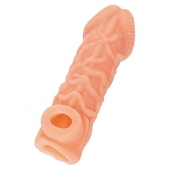 Телесная закрытая насадка с венками Cock Sleeve Size L - 17,6 см. - KOKOS - в Костроме купить с доставкой