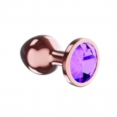 Пробка цвета розового золота с фиолетовым кристаллом Diamond Amethyst Shine S - 7,2 см. - Lola Games - купить с доставкой в Костроме