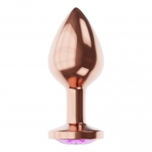 Пробка цвета розового золота с фиолетовым кристаллом Diamond Amethyst Shine S - 7,2 см. - Lola Games - купить с доставкой в Костроме