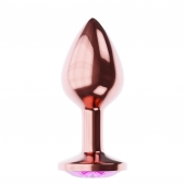 Пробка цвета розового золота с лиловым кристаллом Diamond Quartz Shine L - 8,3 см. - Lola Games - купить с доставкой в Костроме