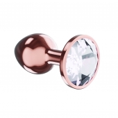 Пробка цвета розового золота с прозрачным кристаллом Diamond Moonstone Shine L - 8,3 см. - Lola Games - купить с доставкой в Костроме