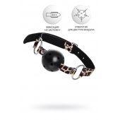 Черный кляп-шар на леопардовых ремешках Anonymo - ToyFa - купить с доставкой в Костроме