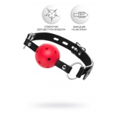 Красный кляп-шар на черных ремешках - ToyFa - купить с доставкой в Костроме