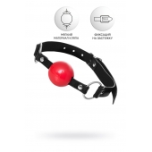 Красный кляп-шар на черных ремешках Anonymo - ToyFa - купить с доставкой в Костроме