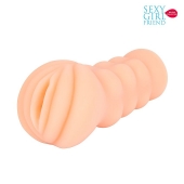 Телесный мастурбатор-вагина с комплектом эрекционных колец - Bior toys - в Костроме купить с доставкой