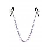 Зажимы для сосков с фиолетовой цепочкой Sweet Caress Nipple Chain - Sweet Caress - купить с доставкой в Костроме