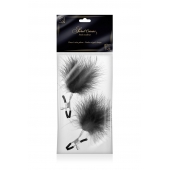Зажимы на соски с черными пуховыми кисточками Sweet Caress Feather Nipple Clumps - Sweet Caress - купить с доставкой в Костроме