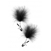 Зажимы на соски с черными пуховыми кисточками Sweet Caress Feather Nipple Clumps - Sweet Caress - купить с доставкой в Костроме