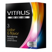 Цветные ароматизированные презервативы VITALIS PREMIUM color   flavor - 3 шт. - Vitalis - купить с доставкой в Костроме