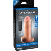 Телесная вибронасадка с кольцом  Vibrating Real Feel 1 Extension - 14 см. - Pipedream - в Костроме купить с доставкой