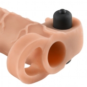 Телесная вибронасадка с кольцом Vibrating Real Feel 2 Extension - 16 см. - Pipedream - в Костроме купить с доставкой