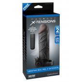 Чёрная вибронасадка с кольцом Vibrating Real Feel 2 Extension - 16 см. - Pipedream - в Костроме купить с доставкой