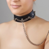 Чёрный ошейник из натуральной кожи - Sitabella - купить с доставкой в Костроме