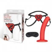 Красный поясной фаллоимитатор Red Heart Strap on Harness   5in Dildo Set - 12,25 см. - Lux Fetish - купить с доставкой в Костроме