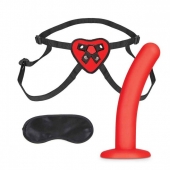 Красный поясной фаллоимитатор Red Heart Strap on Harness   5in Dildo Set - 12,25 см. - Lux Fetish - купить с доставкой в Костроме
