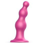 Розовая насадка Strap-On-Me Dildo Plug Beads size S - Strap-on-me - купить с доставкой в Костроме