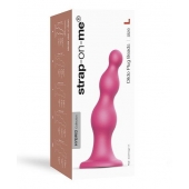 Розовая насадка Strap-On-Me Dildo Plug Beads size L - Strap-on-me - купить с доставкой в Костроме