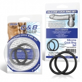 Набор из двух черных силиконовых колец разного диаметра SILICONE COCK RING SET - BlueLine - в Костроме купить с доставкой