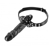 Черный кляп-фаллоимитатор Double Penis Gag - Fetish Tentation - купить с доставкой в Костроме