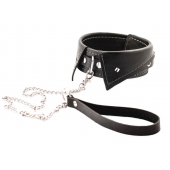 Черный ошейник-воротничок с металлическим поводком - Crazy Handmade - купить с доставкой в Костроме