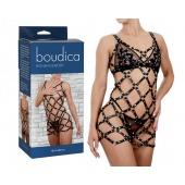 Черное платье Boudica в виде сетки из кожаных полос - Sitabella купить с доставкой