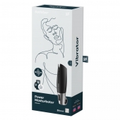 Черный мастурбатор с вибрацией Power Masturbator - Satisfyer - в Костроме купить с доставкой