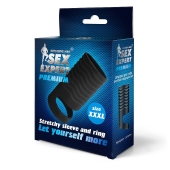 Черная открытая насадка на пенис с кольцом для мошонки XXXL-size - 9,9 см. - Sex Expert - в Костроме купить с доставкой