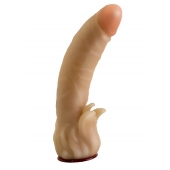 Телесная гелевая насадка-фаллос с клиторальными лепестками - 18,5 см. - LOVETOY (А-Полимер) - купить с доставкой в Костроме
