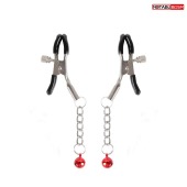 Серебристые зажимы на соски с шариками на цепочках - Notabu - купить с доставкой в Костроме