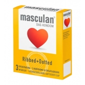 Презервативы с колечками и пупырышками Masculan Ribbed+Dotted - 3 шт. - Masculan - купить с доставкой в Костроме