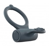 Серое перезаряжаемое эрекционное кольцо с вибрацией Power Clit - Dorcel - в Костроме купить с доставкой