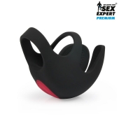 Черная вибронасадка на пенис и мошонку Sex Expert - Sex Expert - в Костроме купить с доставкой