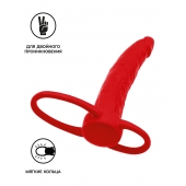Красная насадка на пенис для двойного проникновения Black Red - 16,5 см. - ToyFa - купить с доставкой в Костроме