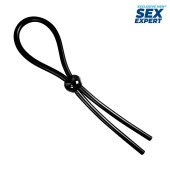 Черное силиконовое лассо с шариком для утяжки - Sex Expert - в Костроме купить с доставкой