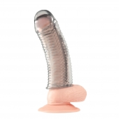 Текстурированная насадка на пенис Clear Textured Penis Enhancing Sleeve Extension - 16,5 см. - BlueLine - в Костроме купить с доставкой