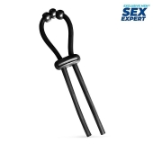 Черное эрекционное кольцо со стимулирующими бусинами - Sex Expert - в Костроме купить с доставкой