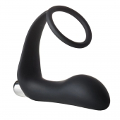 Черное эрекционное кольцо с вибропробкой Vibrating Anal Plug With Cockring - Dream Toys - в Костроме купить с доставкой