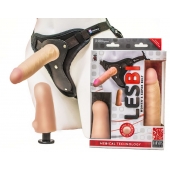 Телесный страпон Harness LESBI с вагинальной пробкой - 16,5 см. - LOVETOY (А-Полимер) - купить с доставкой в Костроме