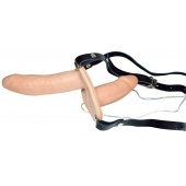 Телесный женский страпон с вагинальной пробкой Strap-On Duo - 15 см. - Orion - купить с доставкой в Костроме