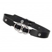 Черный кожаный ошейник со связанными кольцами - Pecado - купить с доставкой в Костроме
