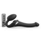 Черный безремневой страпон Multi Orgasm Size S с клиторальной стимуляцией - Strap-on-me - купить с доставкой в Костроме