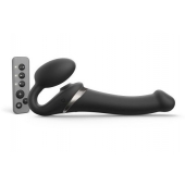 Черный безремневой страпон Multi Orgasm Size M с клиторальной стимуляцией - Strap-on-me - купить с доставкой в Костроме