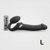 Черный безремневой страпон Multi Orgasm Size L с клиторальной стимуляцией - Strap-on-me - купить с доставкой в Костроме