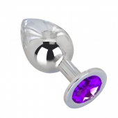 Большой плаг из стали с фиолетовым кристаллом Violet Dream - 9,5 см. - Erotic Fantasy - купить с доставкой в Костроме