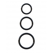 Набор из трех черных эрекционных колец Silicone 3-Ring Stamina Set - Pipedream - в Костроме купить с доставкой