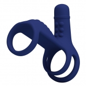 Синяя вибронасадка на пенис Vibrating Penis Sling - Baile - в Костроме купить с доставкой