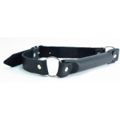 Черный кожаный кляп-трензель на кольцах - БДСМ Арсенал - купить с доставкой в Костроме