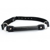 Черный кожаный кляп-трензель на кольцах - БДСМ Арсенал - купить с доставкой в Костроме