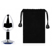 Анальное украшение BUTT PLUG  Small с синим кристаллом - 7 см. - Anal Jewelry Plug - купить с доставкой в Костроме