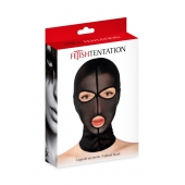Черная сетчатая маска на голову с отверстиями для глаз и рта - Fetish Tentation - купить с доставкой в Костроме